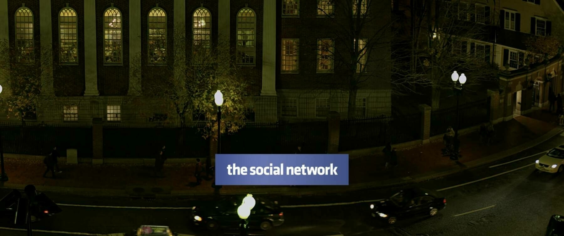 The title card for the film, The Social Network.