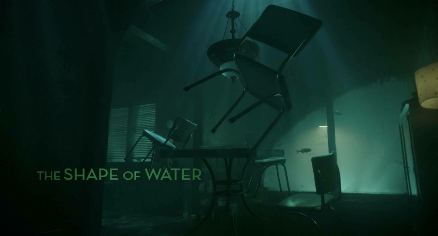 The title card for the film, The Shape of Water.