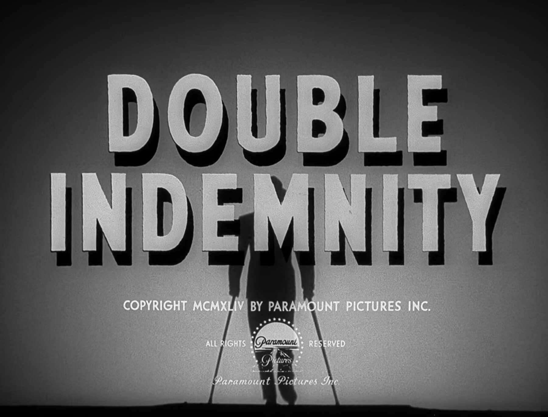 The title card for the film, Double Indemnity.